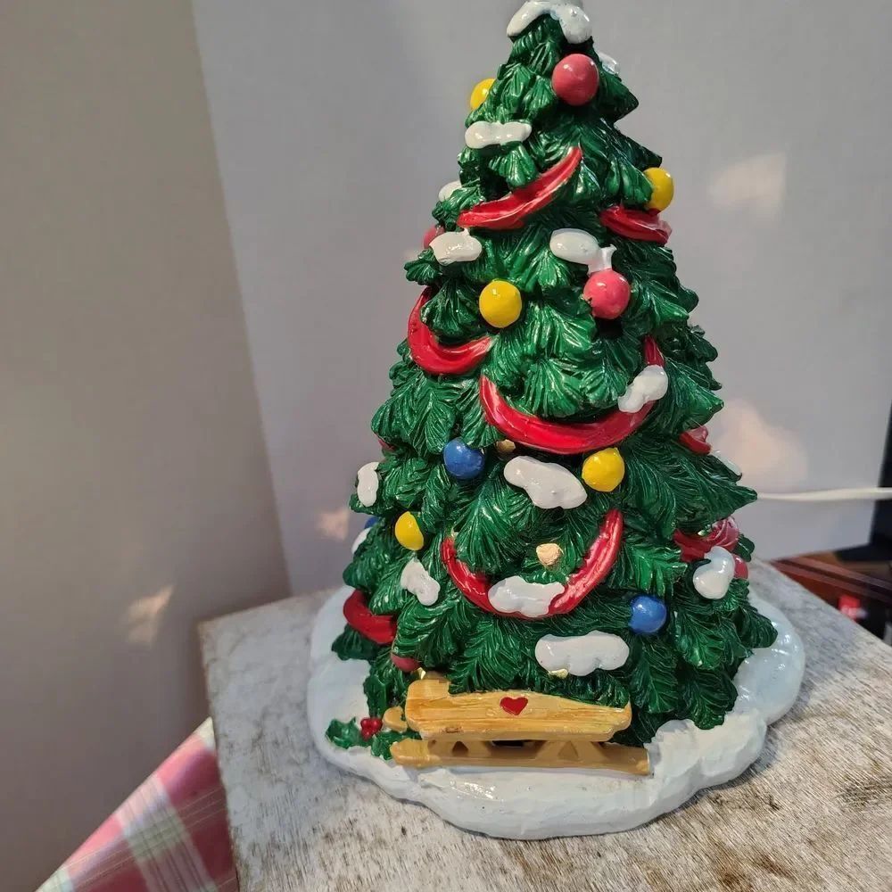 Festive Christmas Tree Figurine with Colorful Ornaments. C8